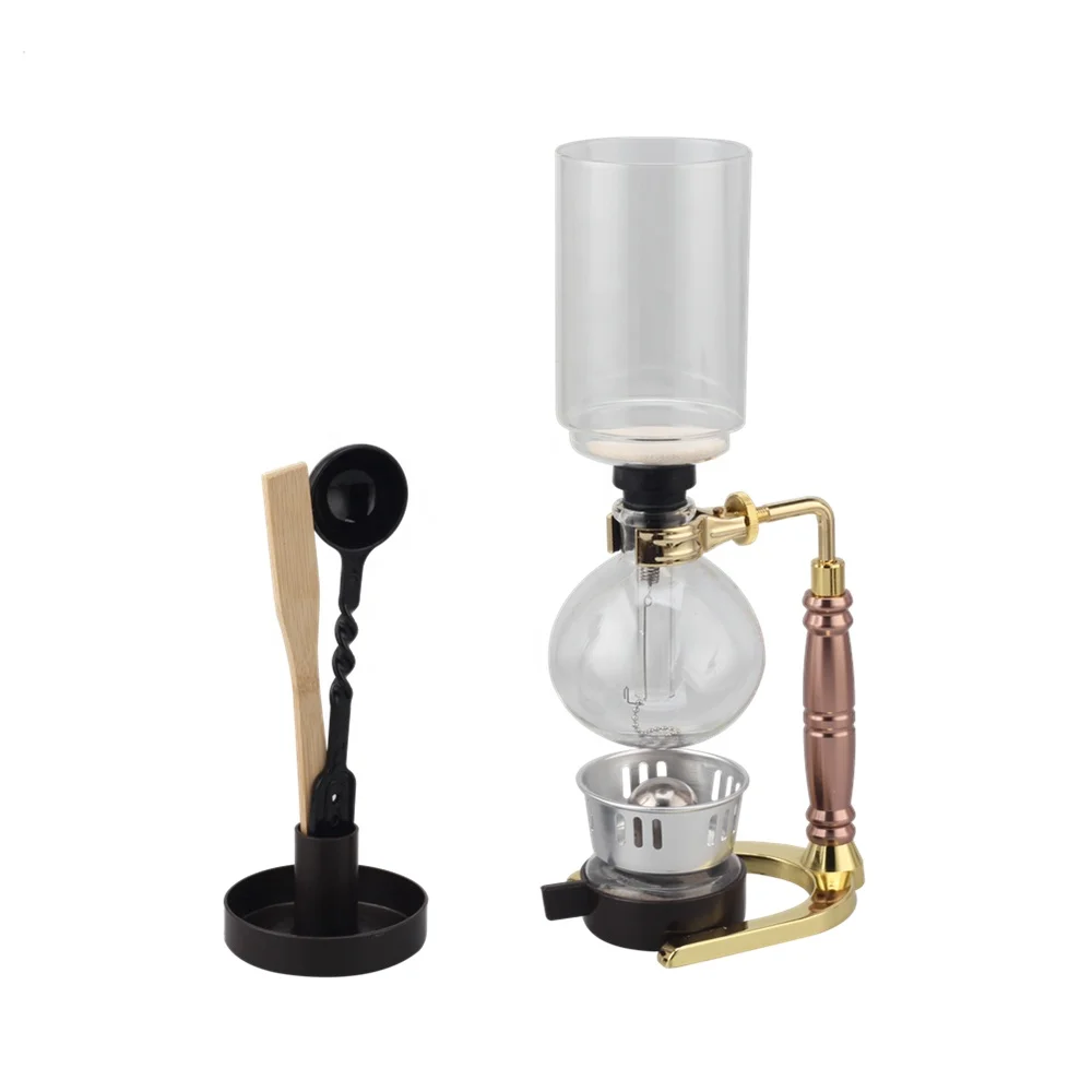 Tabletop High Boron Vacuum Glass Rose Golden Syphon (Siphon) Coffee Maker