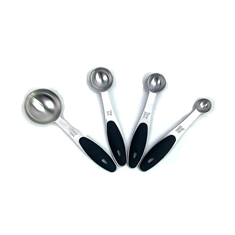 Хит продаж силиконовые ручки из нержавеющей стали измерительный инструмент для выпечки мерная ложка кухни