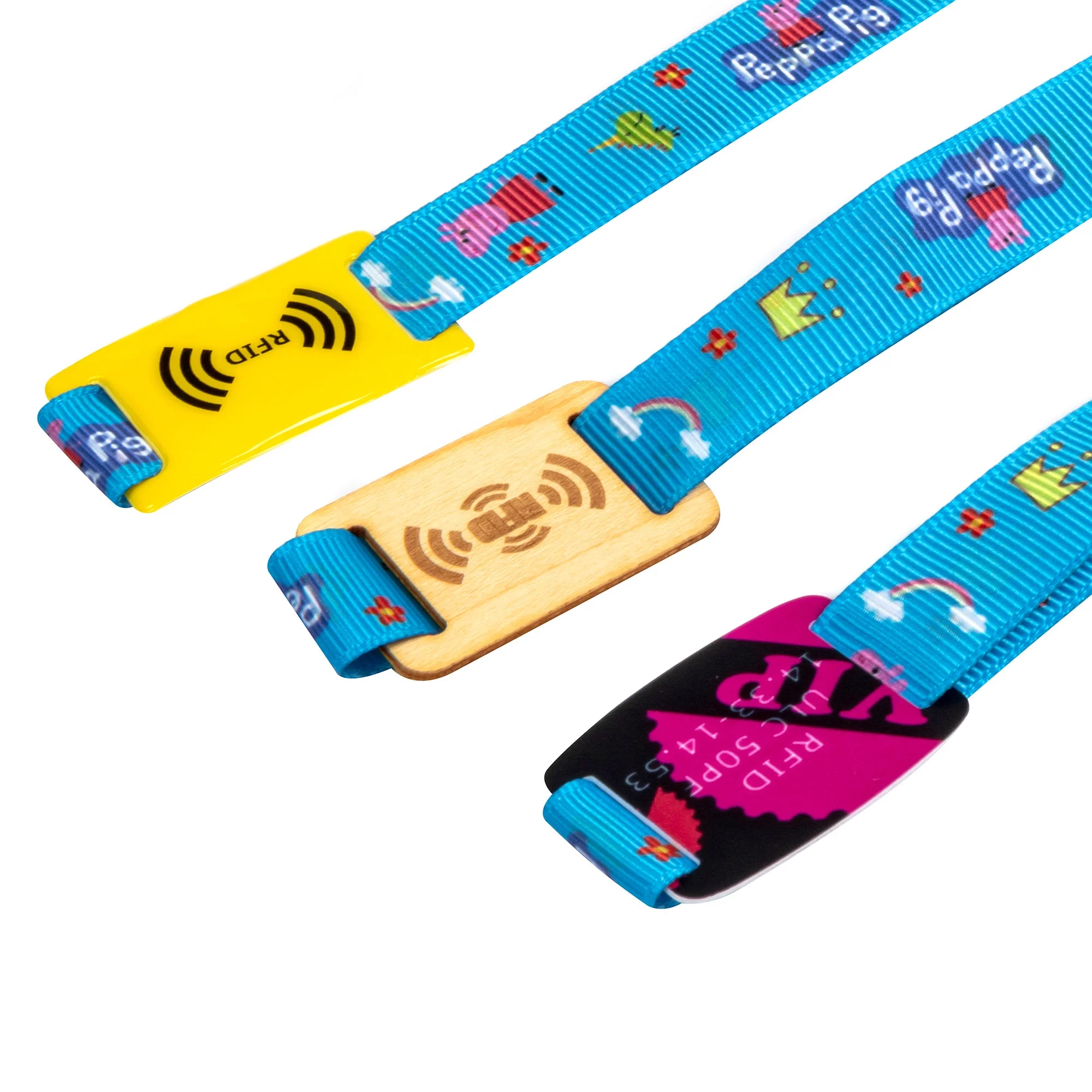 Wholesale Hot Style Customized Size Eco friendly Basswood And Bamboo Tags NFC Full Printing GPS  RFID Woven Wristband