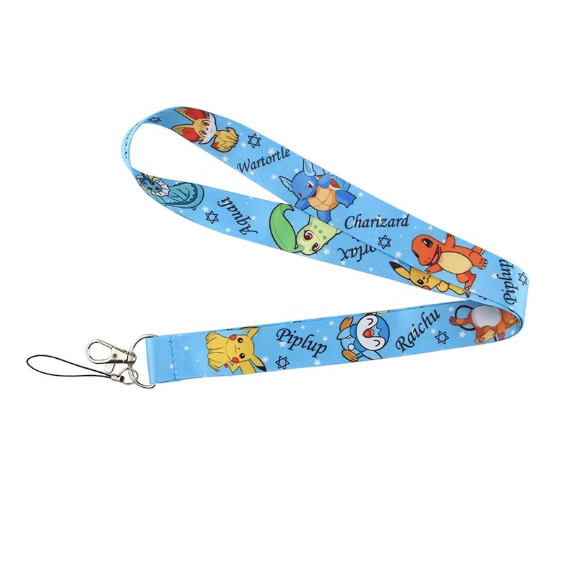 Cute Poke Mon Design Neck Lanyard Cartoon Anime Printed Pattern Strap Fashion ID Card Key Phone Keychain Lanyards for Fans