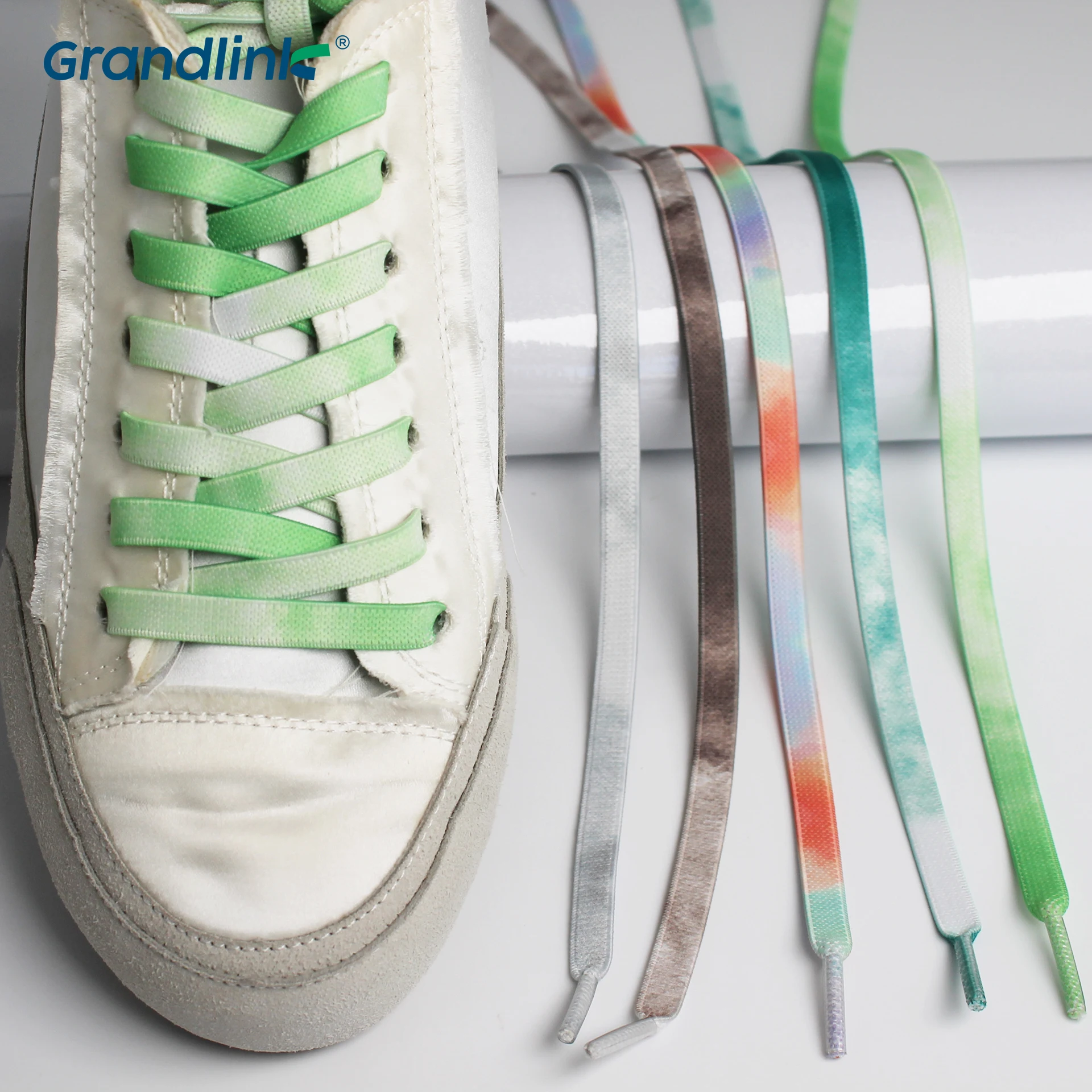 Fashion Custom Logo Pattern Shoelaces Colorful Tie Dye Printed Shoelaces Shoe Strings For Sneaker