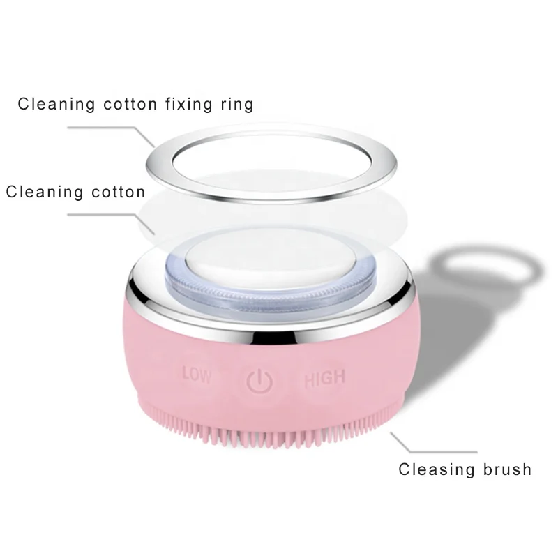 2 In 1 Photon Led Light Therapy Facial Massager EMS Vibrating Mini Silicone Face Cleaning Brush