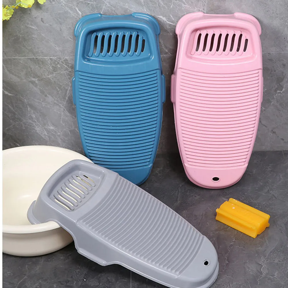 Plastic Thicken Washboard with Soap Holder Box Portable Clothes Washing Board Bathroom Home Antislip Laundry