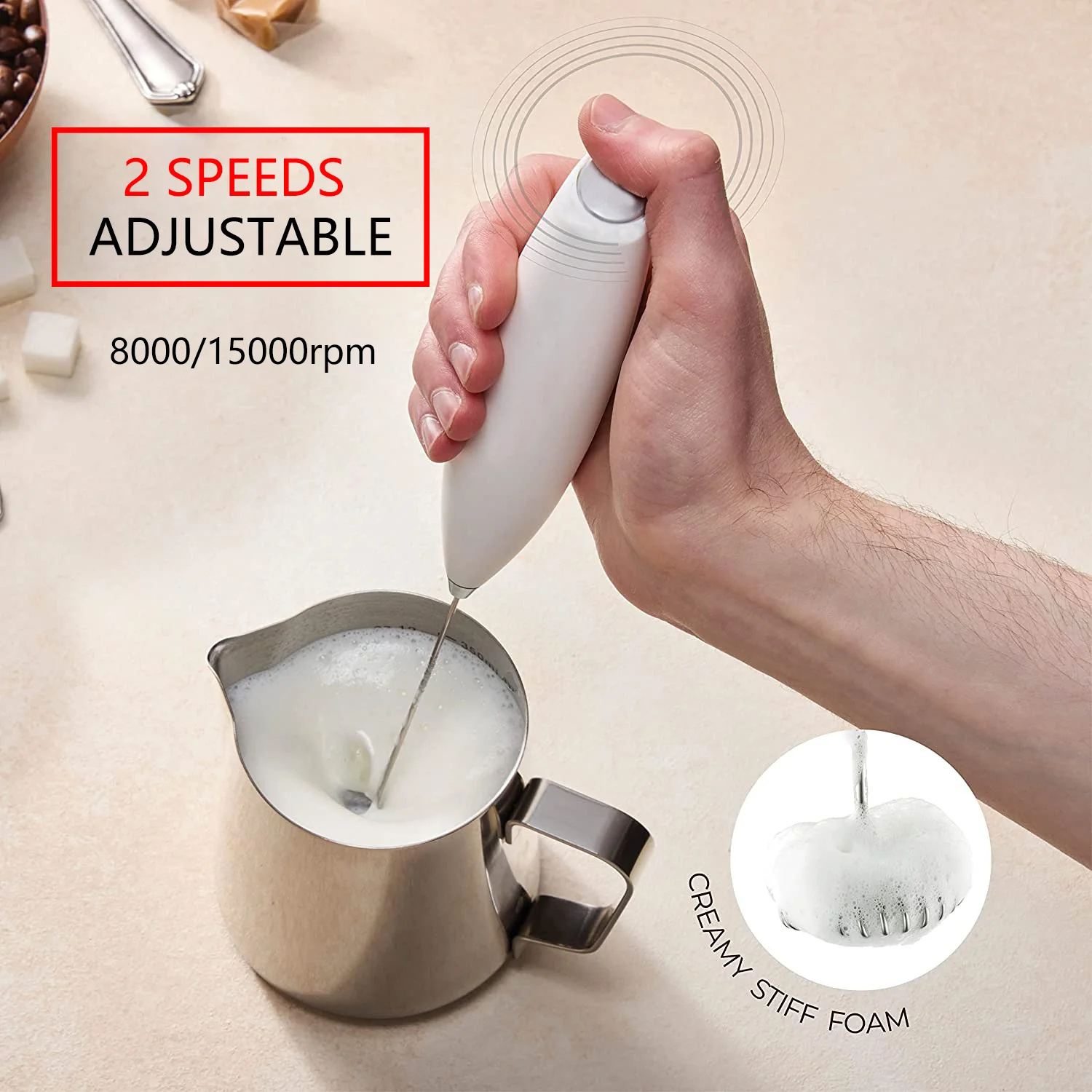 2024 OEM Colorful Handheld Mini Milk Electric Whisk Battery Operated Portable Drink Mixer Milk Frother Plastic Color Box ABS T/T