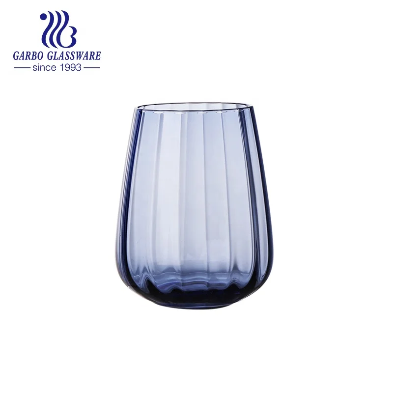 290ml solid orange color hexagonal handmade water glass with gold rim for gifts and souvenirs glass cup