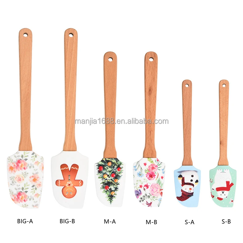 Manjia Good Quality Hot Sale Food Grade Silicone Spatula Cream Mixing Tools Pointed Head Silicone Scraper
