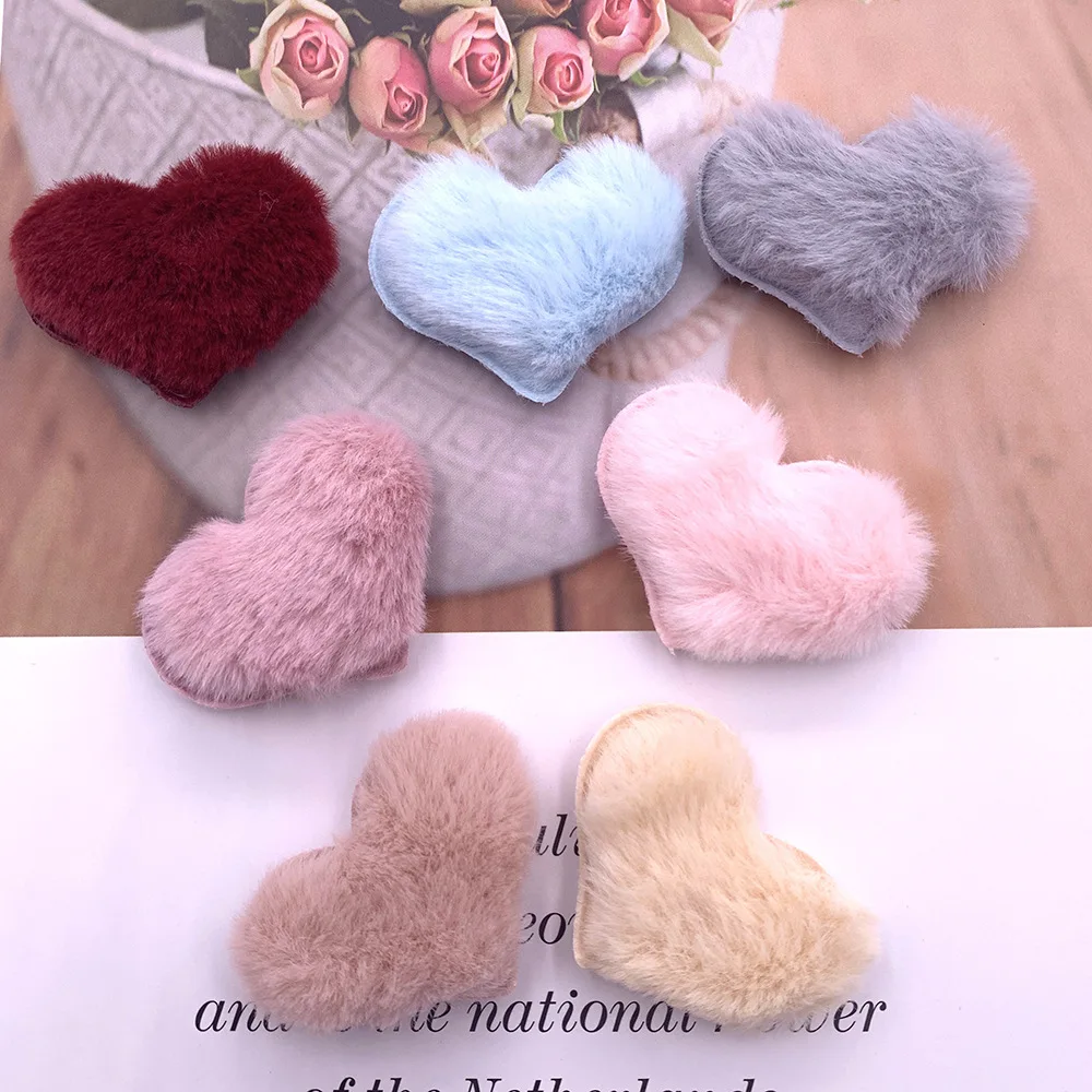 Factory Wholesale Custom 3D Mini Heart Shaped Furball Plush Personal DIY Garment Accessories For Women