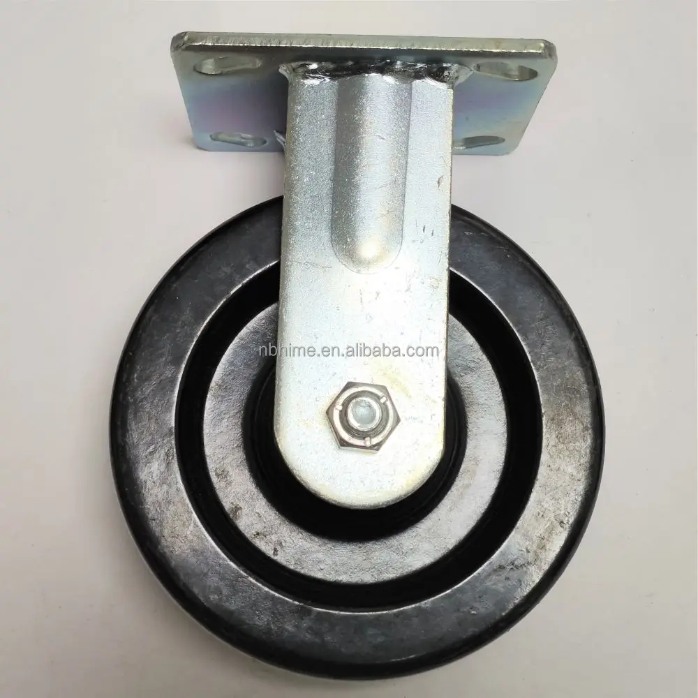 6-Inch Black Super-Heavy-Duty Universal Wheel Hand Push Flat Caster Wheels Heavy Industrial Casters