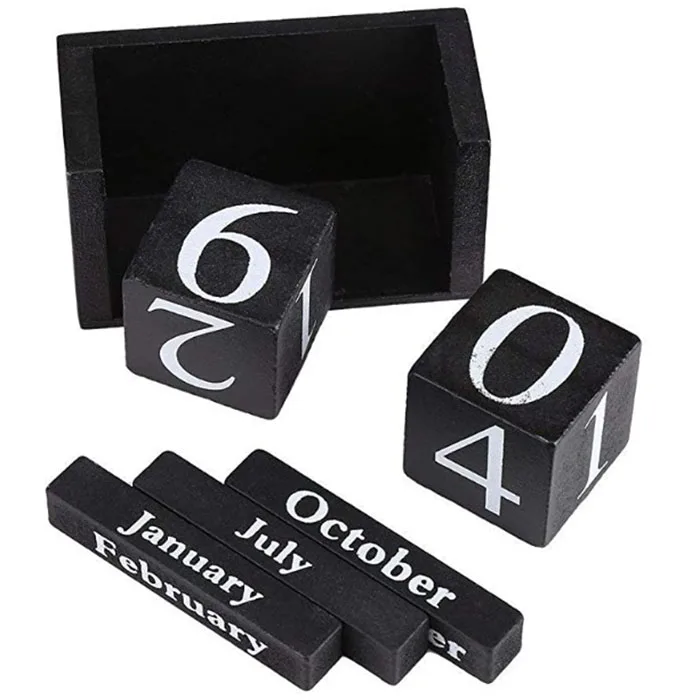 Wholesale Vintage Creative Wooden Cubes Daily Perpetual Desktop Calendar Living Room Decoration