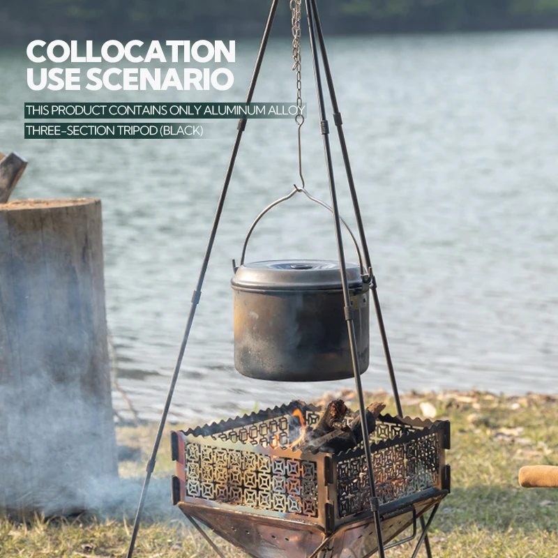 heavy duty high quality folding camping hanger tripod light stand fire swing grill stand  camping tripod set for cooking