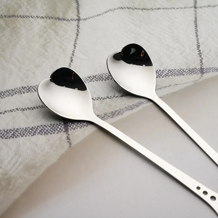Stocks Popular Tableware Customized Desert Spoon Unique Heart-Shaped Stainless Steel Spoon For Party
