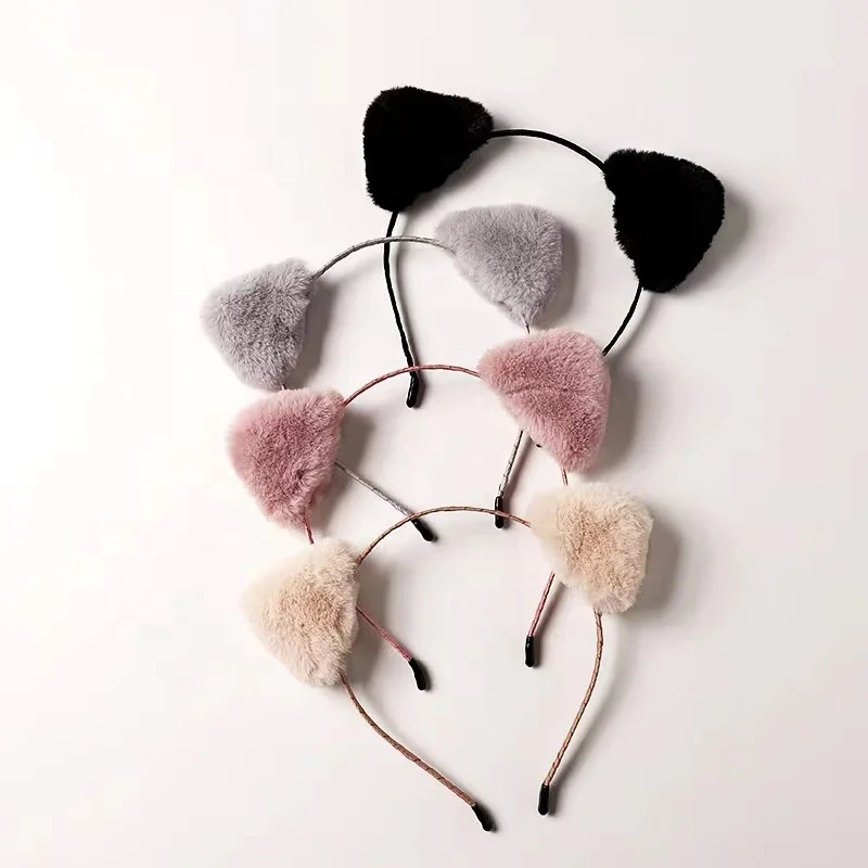 Fashion Plush Cat Ears Headband Autumn Winter Head Hoop Cartoon Girls Kid Hairband Headdress Hair Accessories