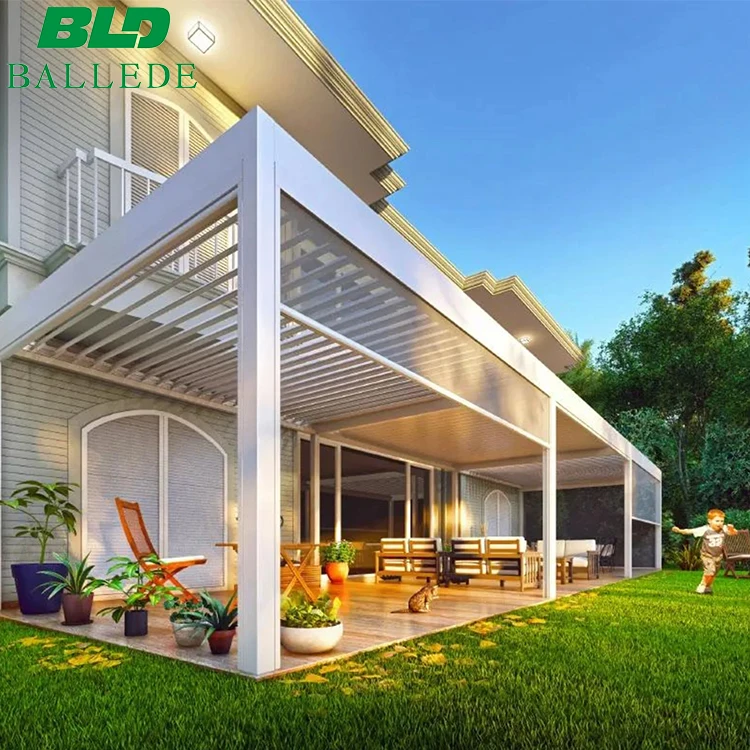 Motorized Freestanding Modular Pergola Bioclimatic Gazebo for Home Party Entertainment