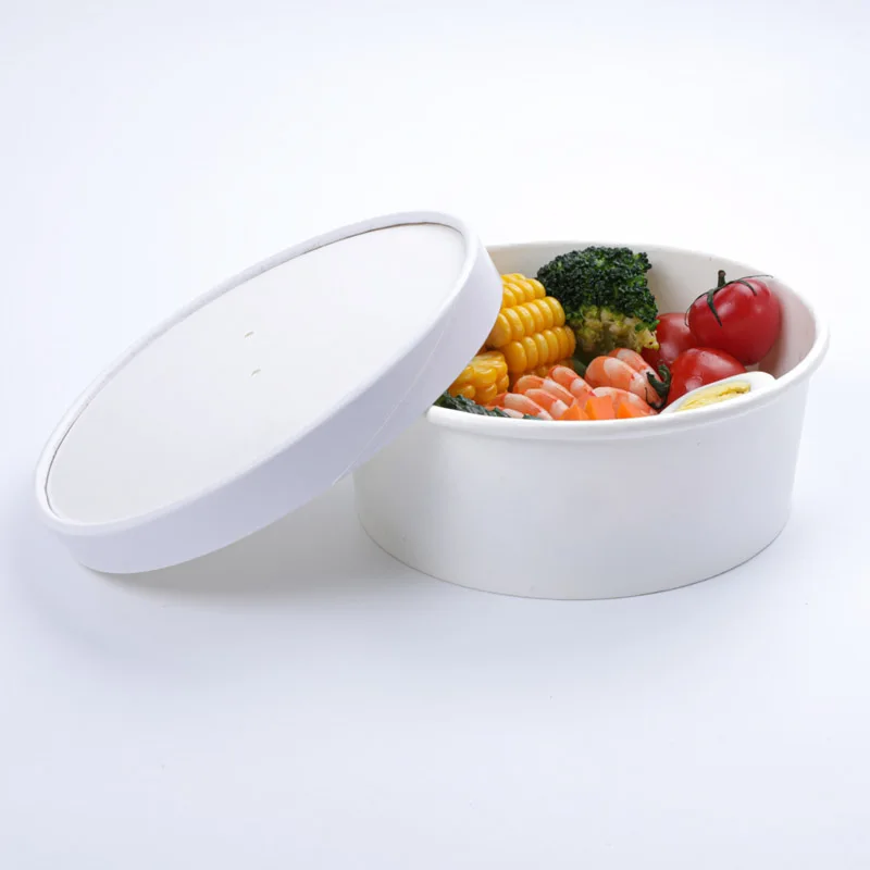 custom kraft paper soup cup bowl with lid disposable take away dessert rice salad noodle packing box container on sale