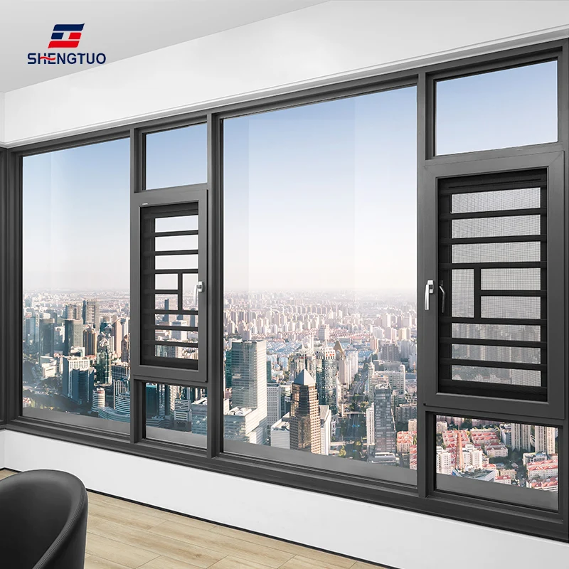 Modern design double glazed aluminum windows in pakistan factory price aluminum windows with mosquitoes net