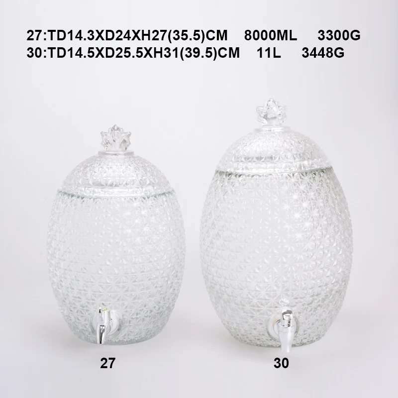 2L 2.5L 5L glass juice wine dispenser with plastic tap glass beverage dispenser jar