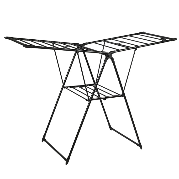 Black Iron Pipe Powder Coated Clothes Airer Dryer Folding Butterfly Shape Clothes Drying Rack