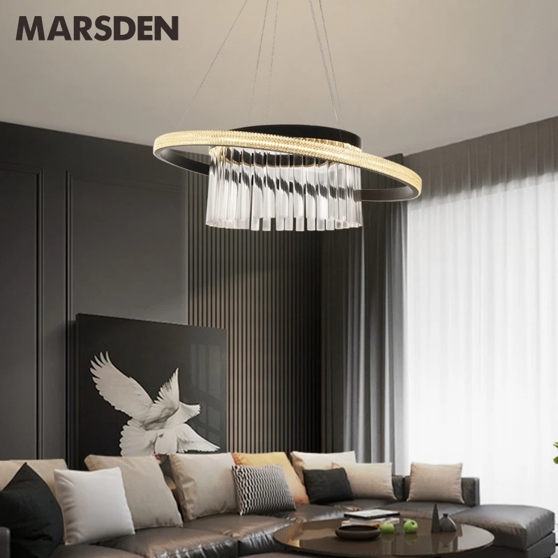 home hotel living dining room decorative modern luxury  decor ring chandelier round glass led hanging pendant light