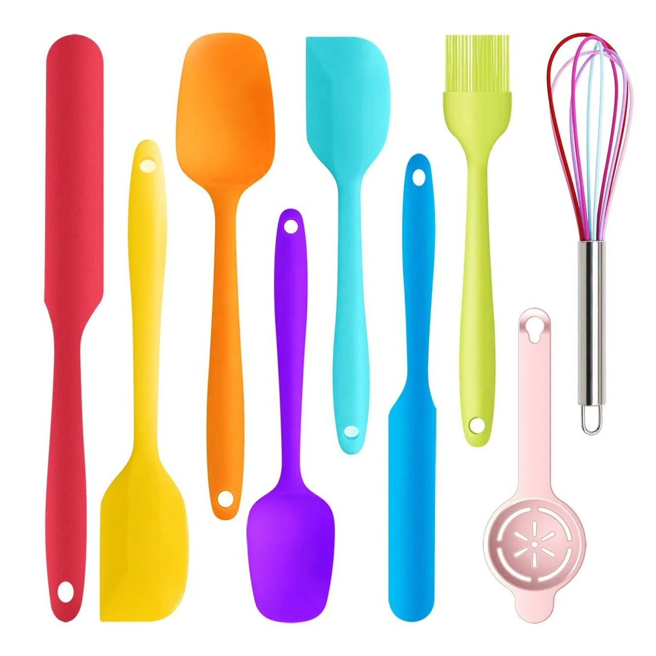 
Kitchen Spatulas 9 Piece Silicone Spatula Set For Cooking Baking Mixing Nonstick Cookware Friendly 