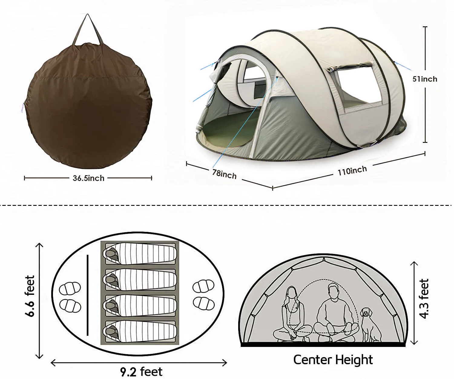 High Quality Automatic Pop Up Camping Tent Large Waterproof Uv Resistant Automatic Pop Up Tents