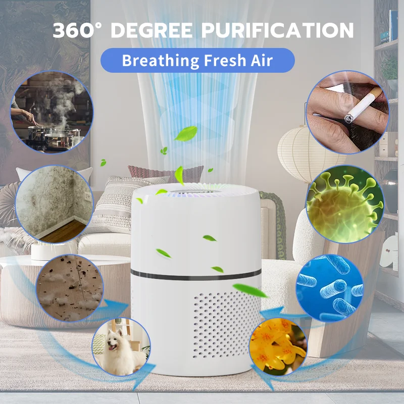 Wholesale Dust Odor Removal Pet Air Purifier Cleaner Smart Portable Desktop Uvc Small Home Air Purifier Hepa Filter For Office
