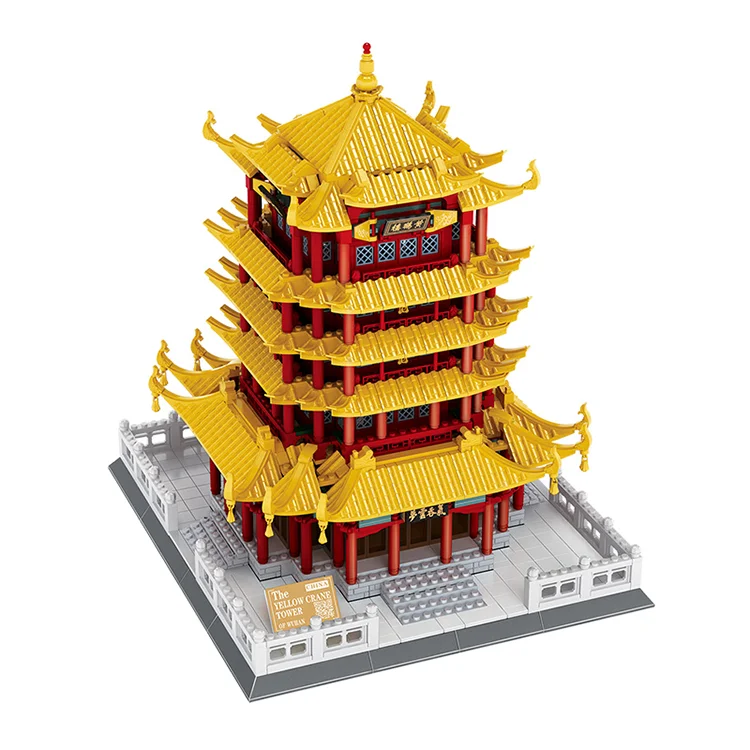 mini building block sets model toy home decoration Yellow Crane Tower Bridge brick toys
