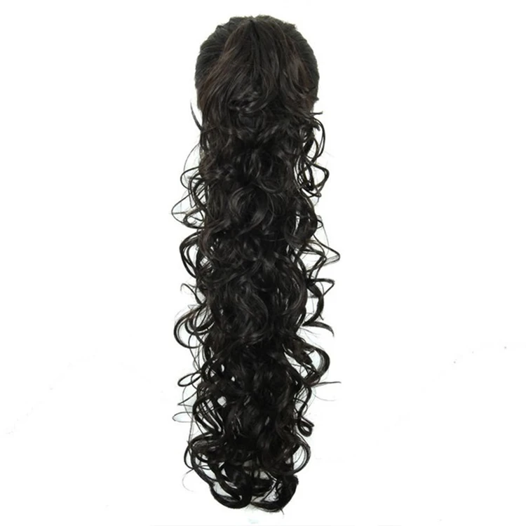  High Temperature Fiber Synthetic Afriacan Women Long Loose Wave Curly Claw Clip In Ponytail Hair Wigs
