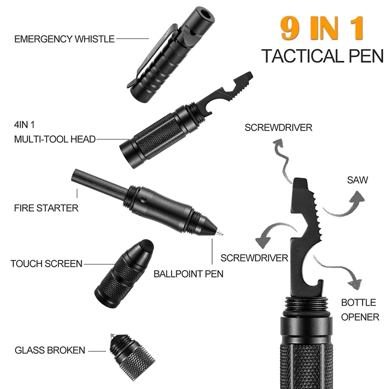 Amazon Hot Sale New Product Custom Metal Multifunction Self Defense Tactical Ball pen touch screen pen