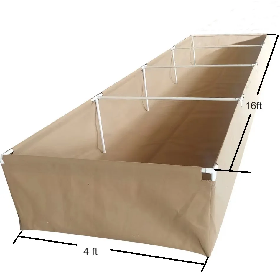 8ft x 4ft Breathable Fabric Felt Raised Garden Bed Air Fabric Grow Bed with PVC Pipe & Trellis Air Water Retaining Easy Assemble