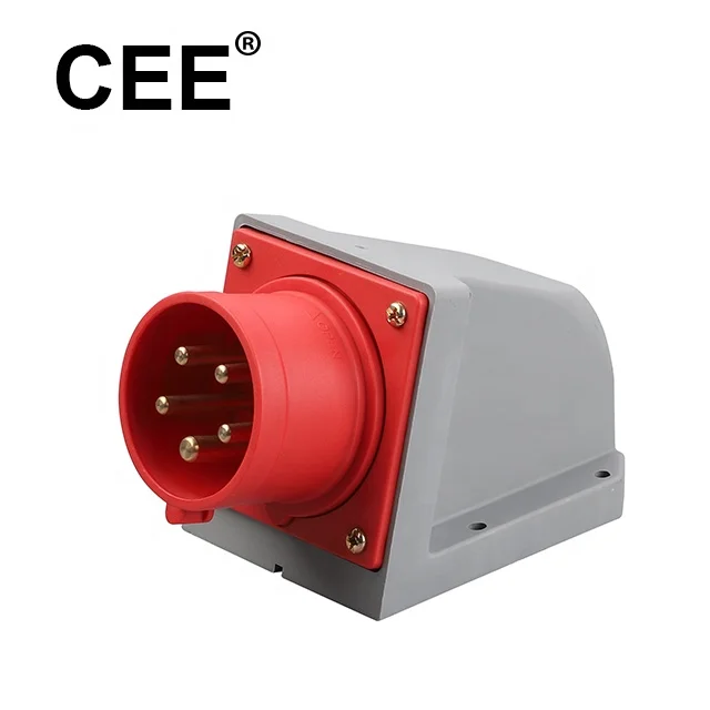 CEE IEC standard 16A RED 220-380V IP44 3P+N+E 5 pins industrial plug and socket wall mounted plugs