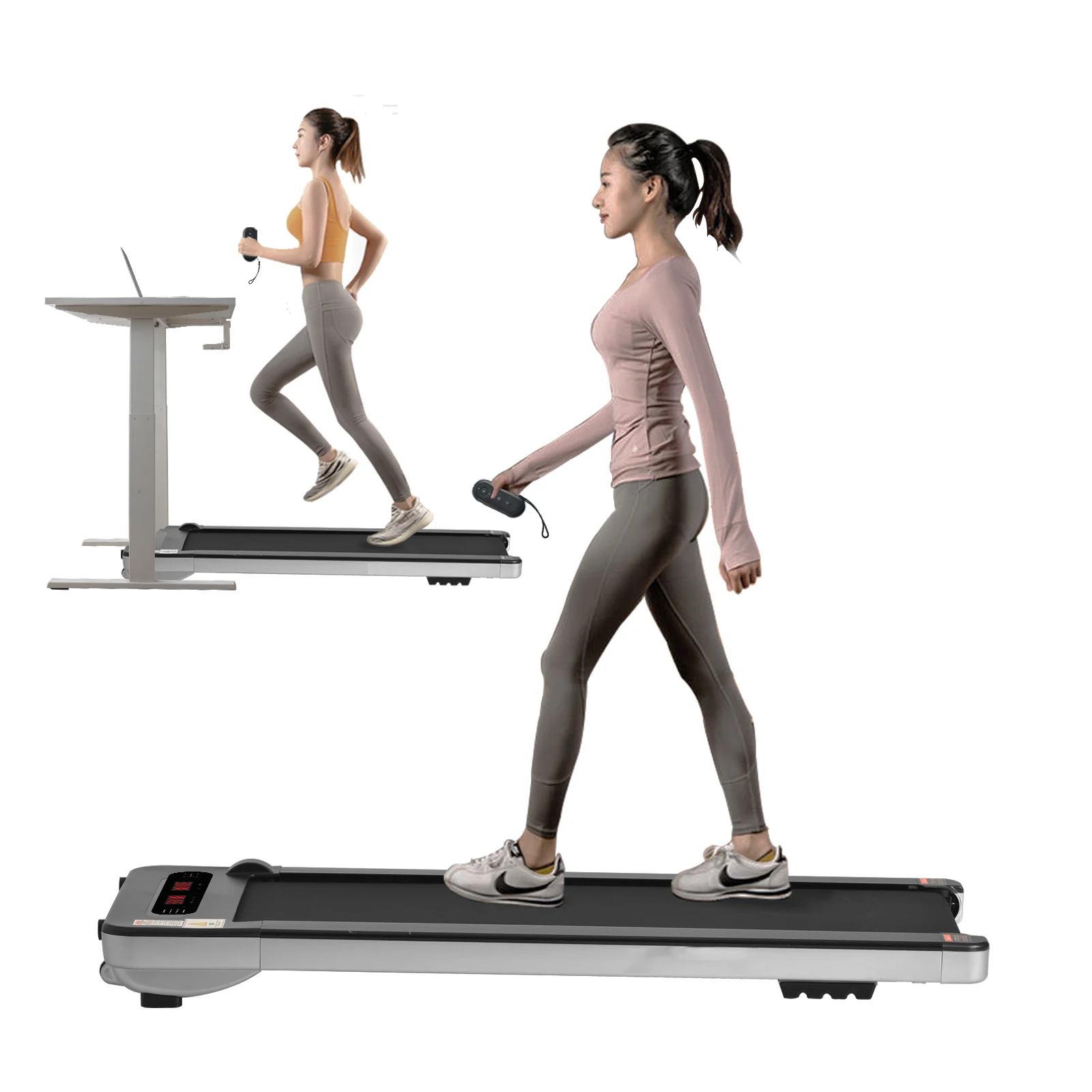 Portable Walking Machine Under Desk Electric Treadmill with Bluetooth Audio Speakers Jogging Walking Treadmill for Home