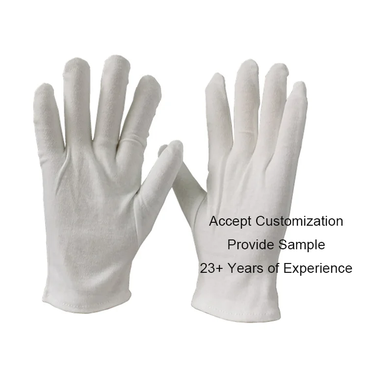 Factory Custom Industrial Safety Anti Slip Wear-Resistant White Sewn Yarn Knitted Cotton Gloves