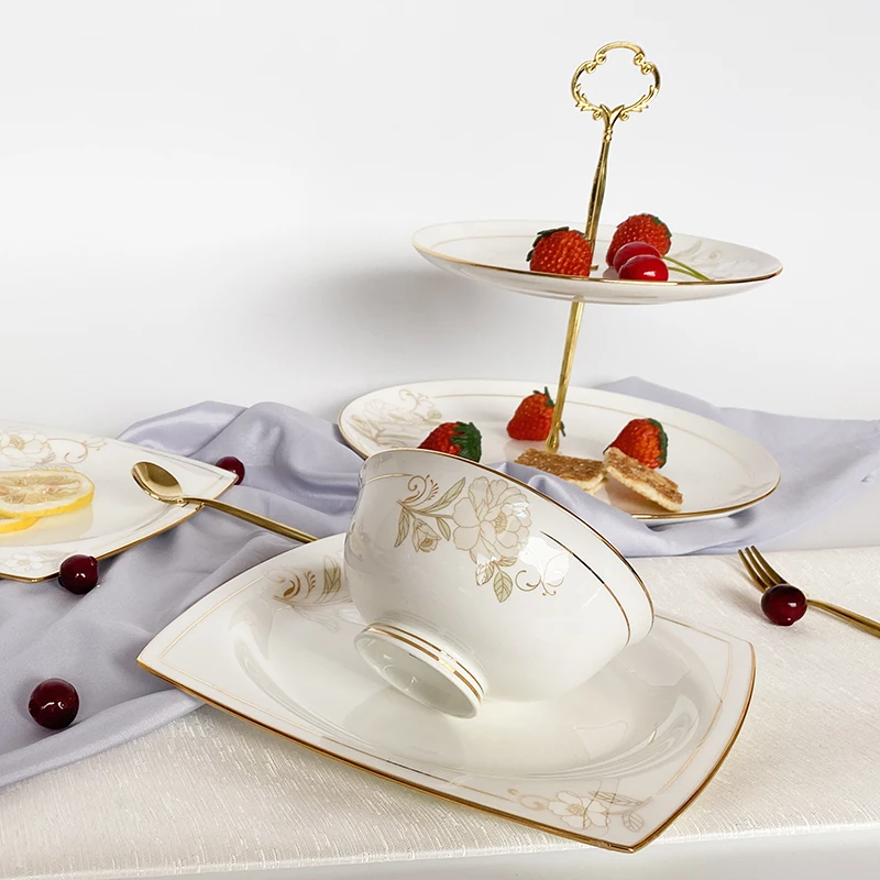 2022 hot sale crockery set tableware ceramic fine bone china dinnerware sets tableware luxury porcelain