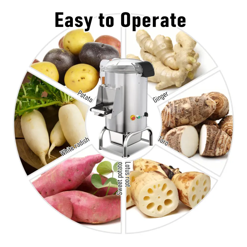 ASAKI factory price Easy cleaning stainless steel automatic potato peeler electric commercial potato washing potato peeler