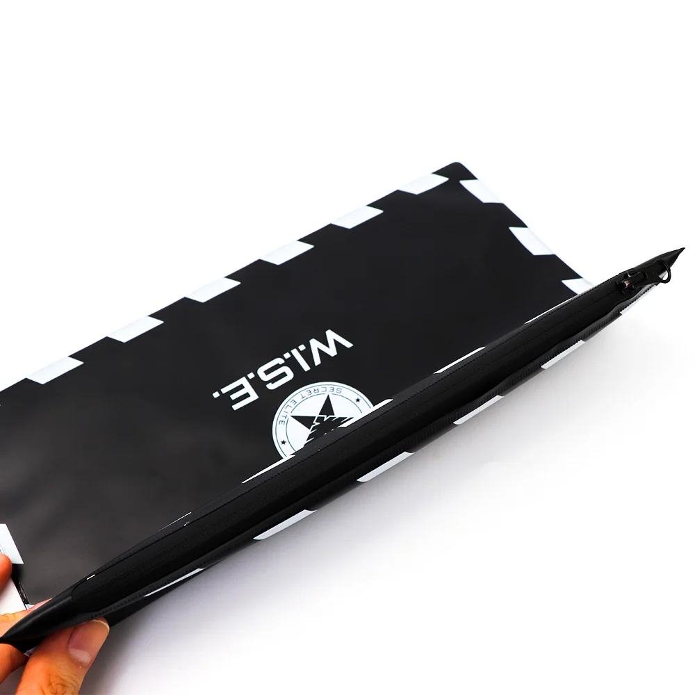 Simple black  clothing hat  waterproof zipper bag custom printed logo black pvc pouch bag