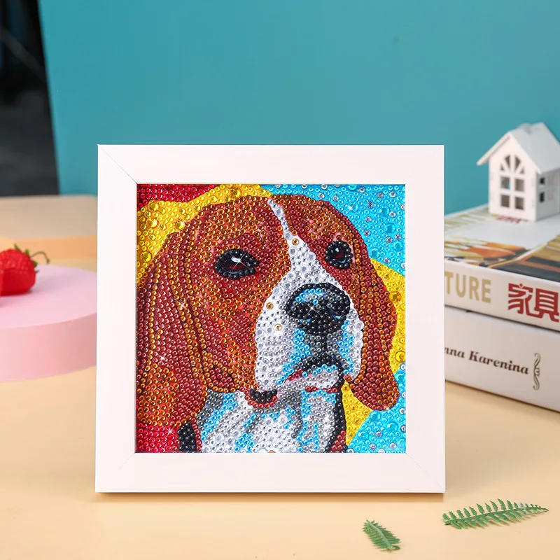 Free gift cute doggy designs diamond painting MINI canvas art small size diamond painting kit with frame for kids