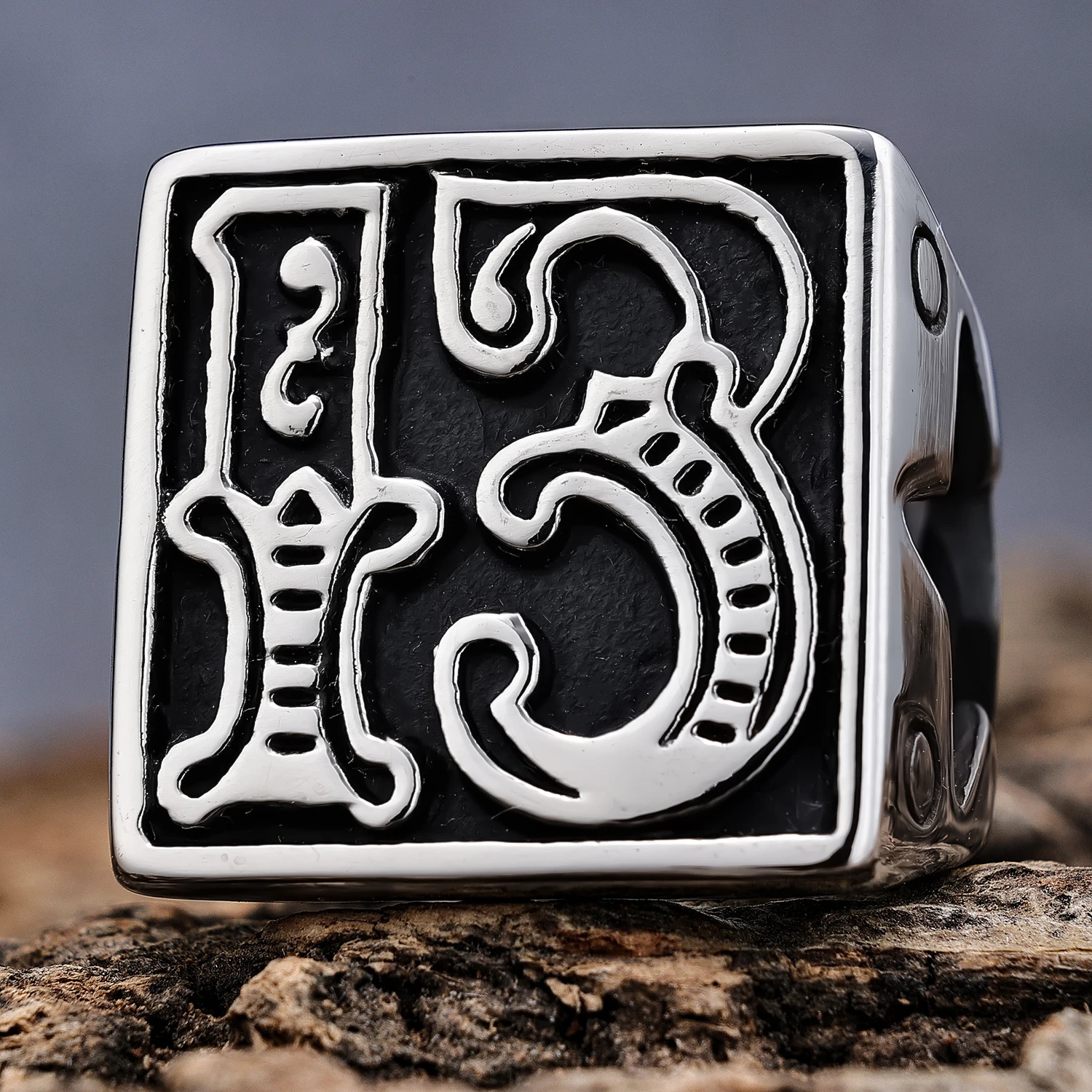 Custom Motorcycle Biker Jewelry Polished Silver Stainless Steel Number 13 Biker Rings for Men Women