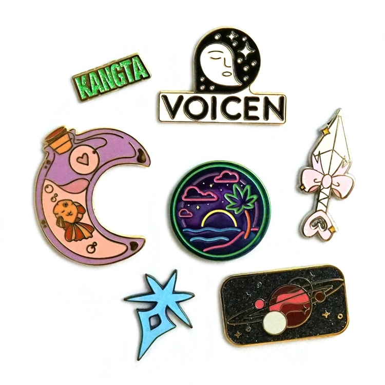 Custom Kunshan Vast Gifts Co Ltd Christmas Glitter Rainbow Flower Soft Hard Enamel Pin