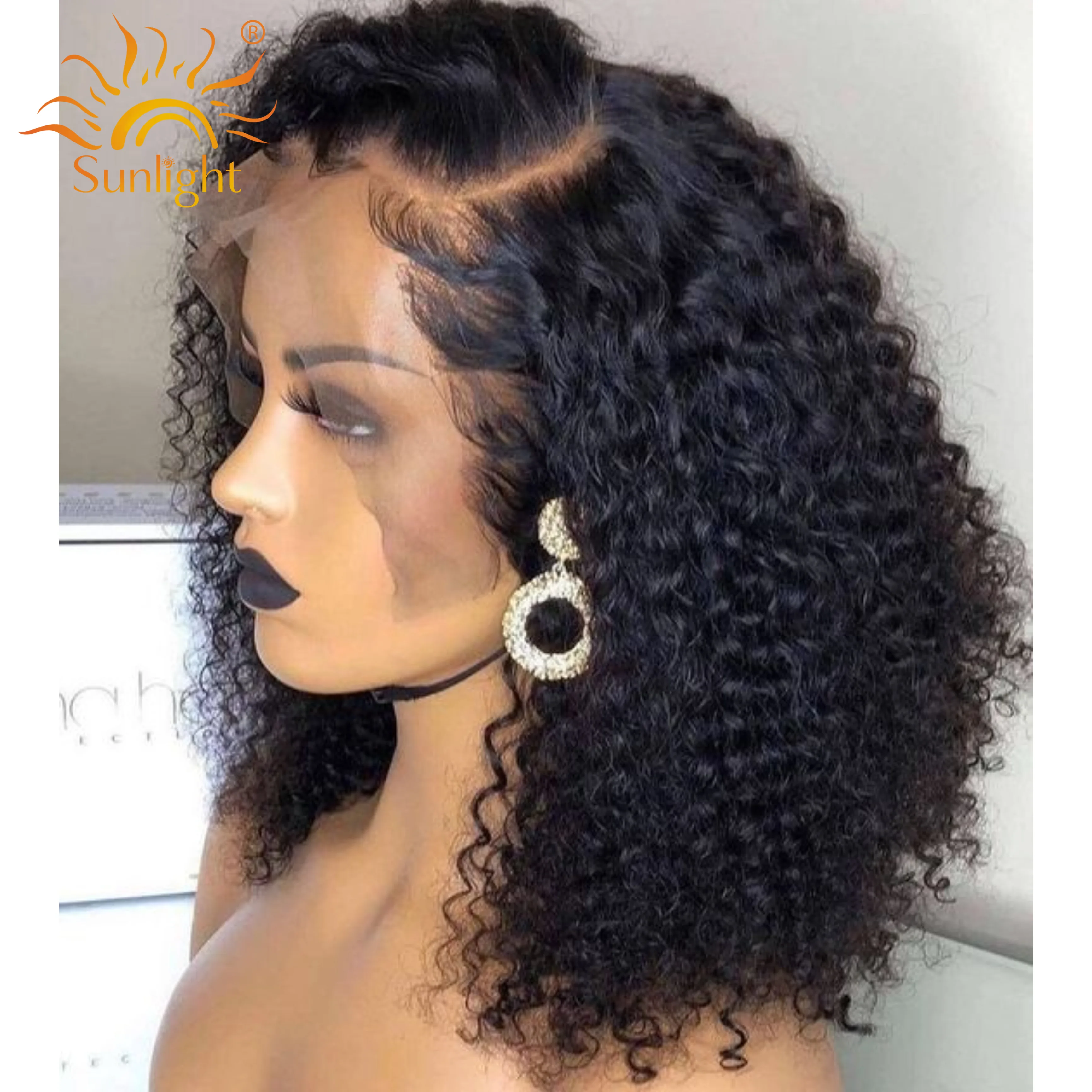 Sunlight kinky curly virgin brazilian cuticle aligned hair silk wig topper for women cheveux humain vierge en gros
