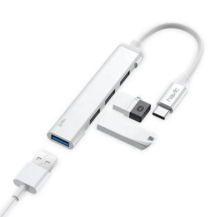 Hb41 Havit Usb Hub 4.0 4 In 1 For Laptop Computer Multifunction Wholesale Charging Phone Dock Station Type-C To Usb Hub