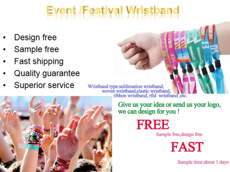 2024 Promotional Wristbands Customize Polyester Bracelet Beautiful Logo Holiday Decoration & Gift Graduation Europe Music