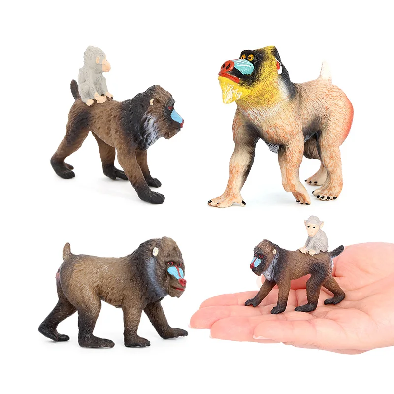 Wholesale Solid PVC Simulation  Statue Model 6 Pcs Wild Animal Toys Mandrill Figures Animal Toys Figurines