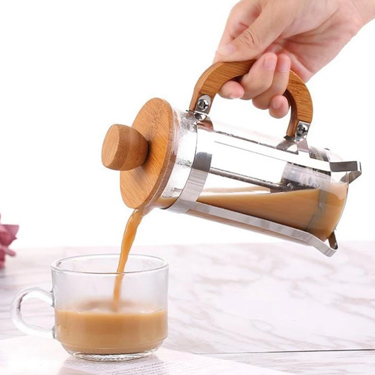 OEM Service Glass Coffee French Press Borosilicate Glass Tea Infuser Metal Lid Glass Drinkware