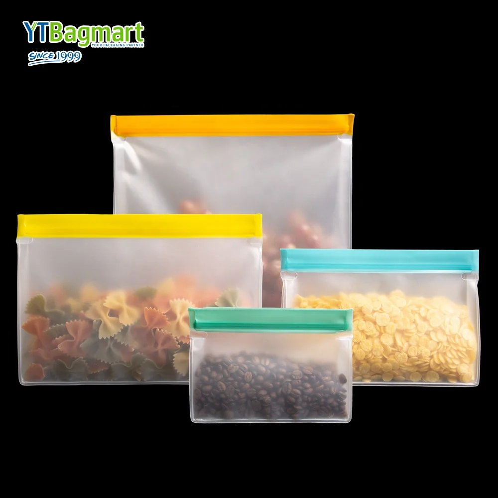Custom Eco Sandwich Food Packaging Freezer Peva Ziplock Pouch Bag Frosted Grade Foldable Silicone Reusable