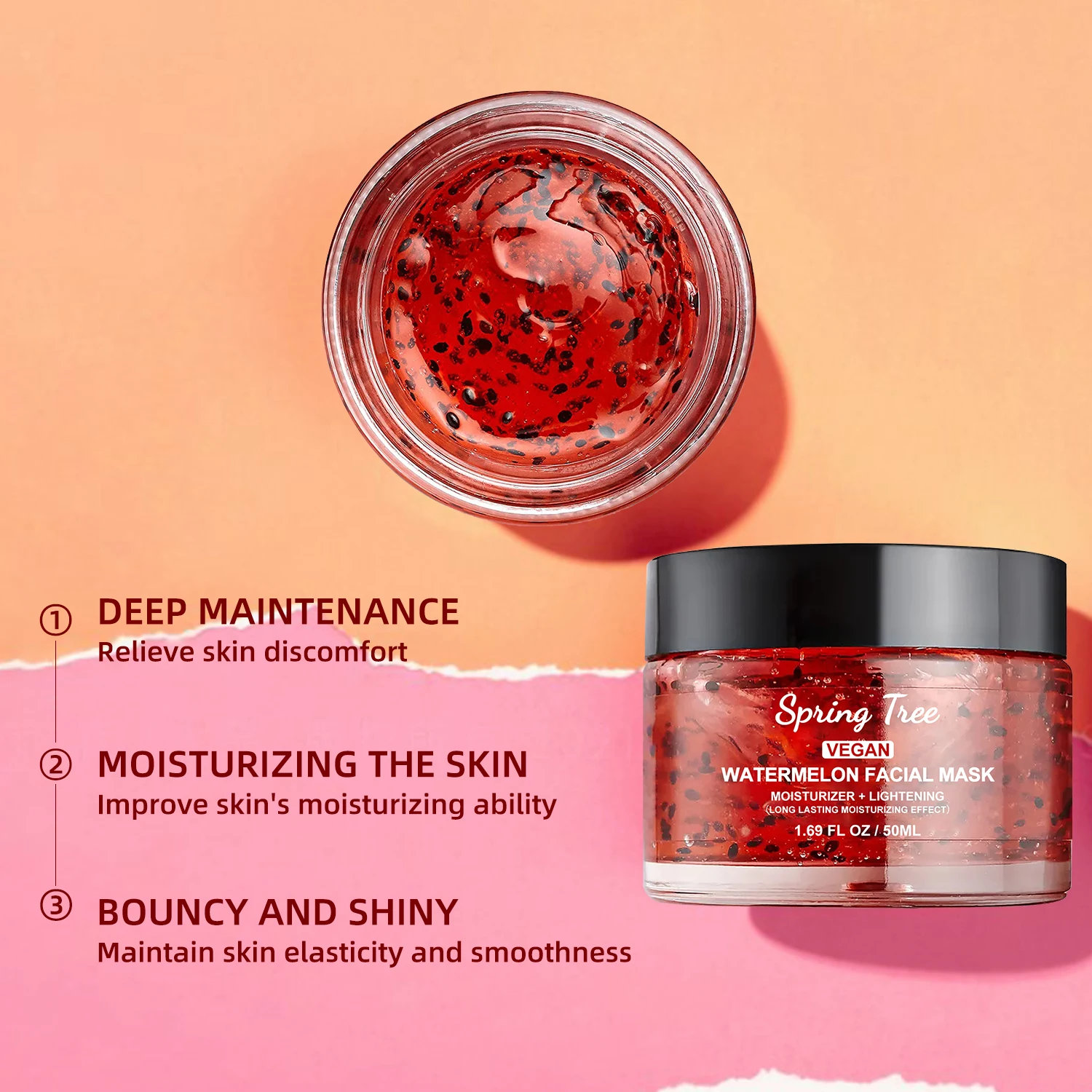 Custom Korean Fruit Facial Exfoliating Skin Moisturizing Watermelon Jelly Gel Mask