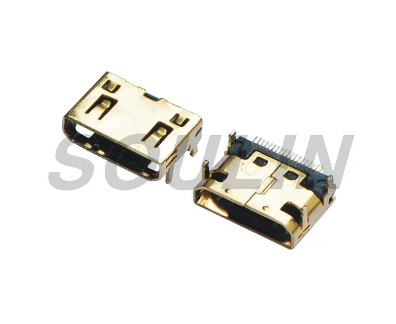 HDMI разъем 19 шпильки DIP Женский Джек Разъем для печатной платы Панель Крепление