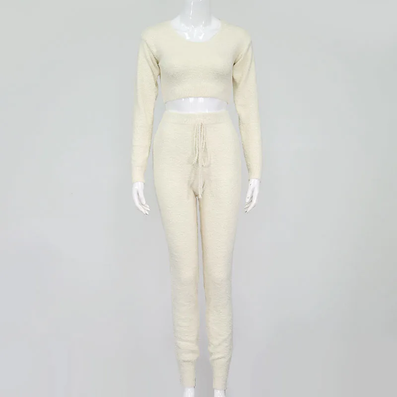 Комплект для отдыха Женский Повседневный уютный пижамный комплект флисовая трикотажная одежда с длинным рукавом для отдыха