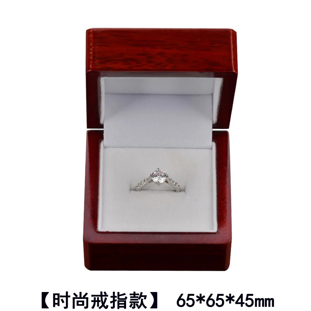 Custom Engagement Wood Red Paint Wooden Jewelri Champion Ring Boxes For Gift Wrapping With Logo