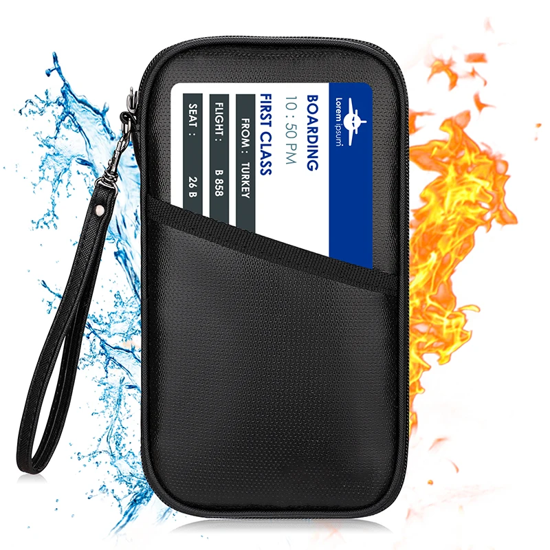 2022 Fire Resistant Safety Money Valuables Fireproof Bag  Waterproof Key Passport Bag Storage Bag