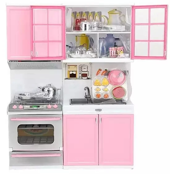 Mini simulation pink kids play toys kitchen for cooking game